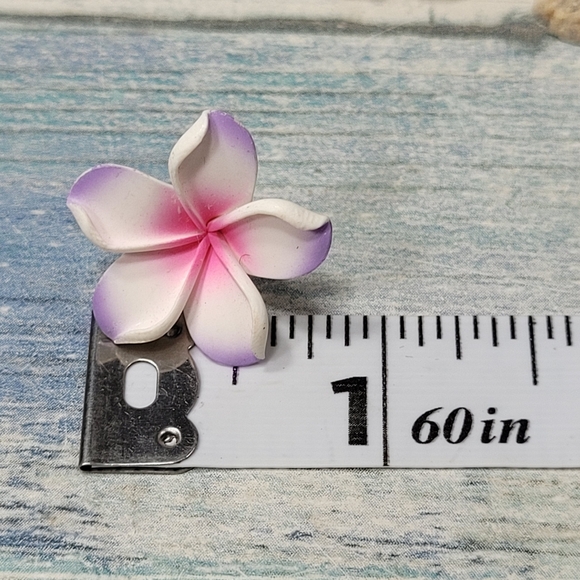 Pink and Purple Flower Earrings - Picture 4 of 5